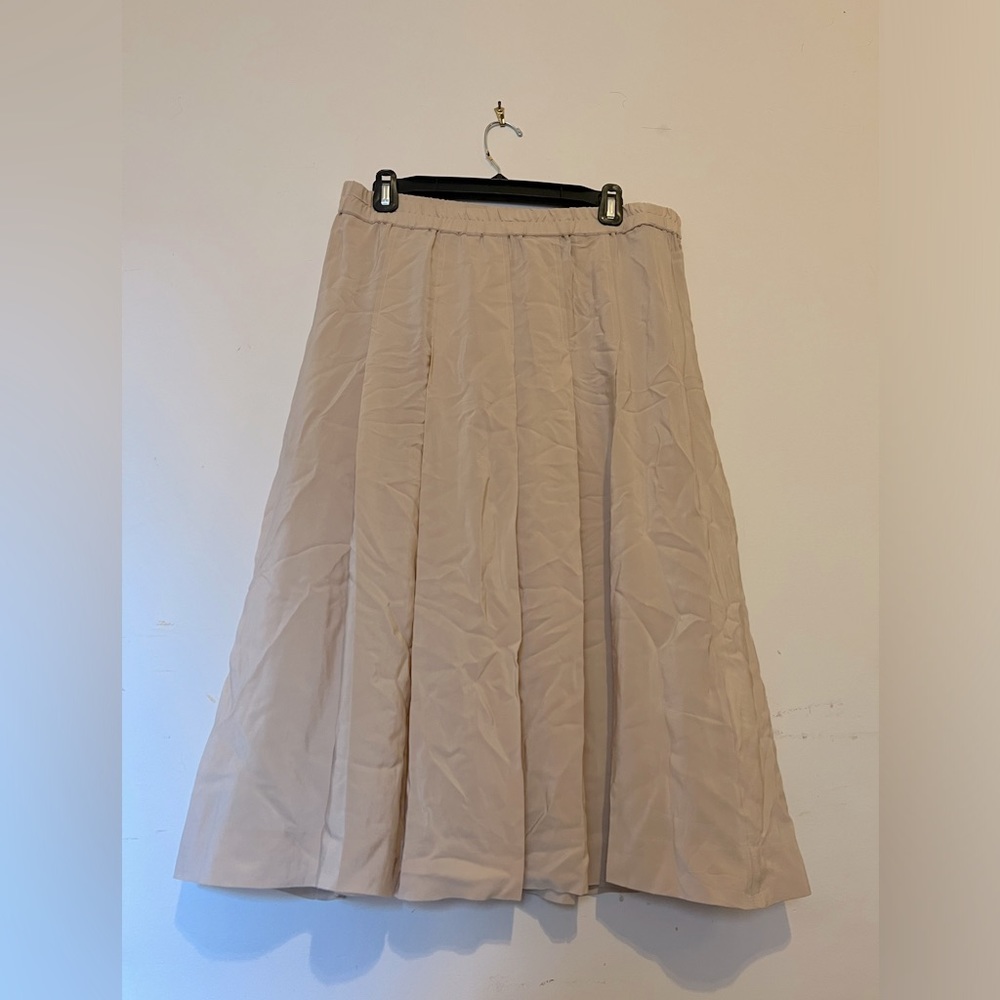 Silk champagne mid length skirt